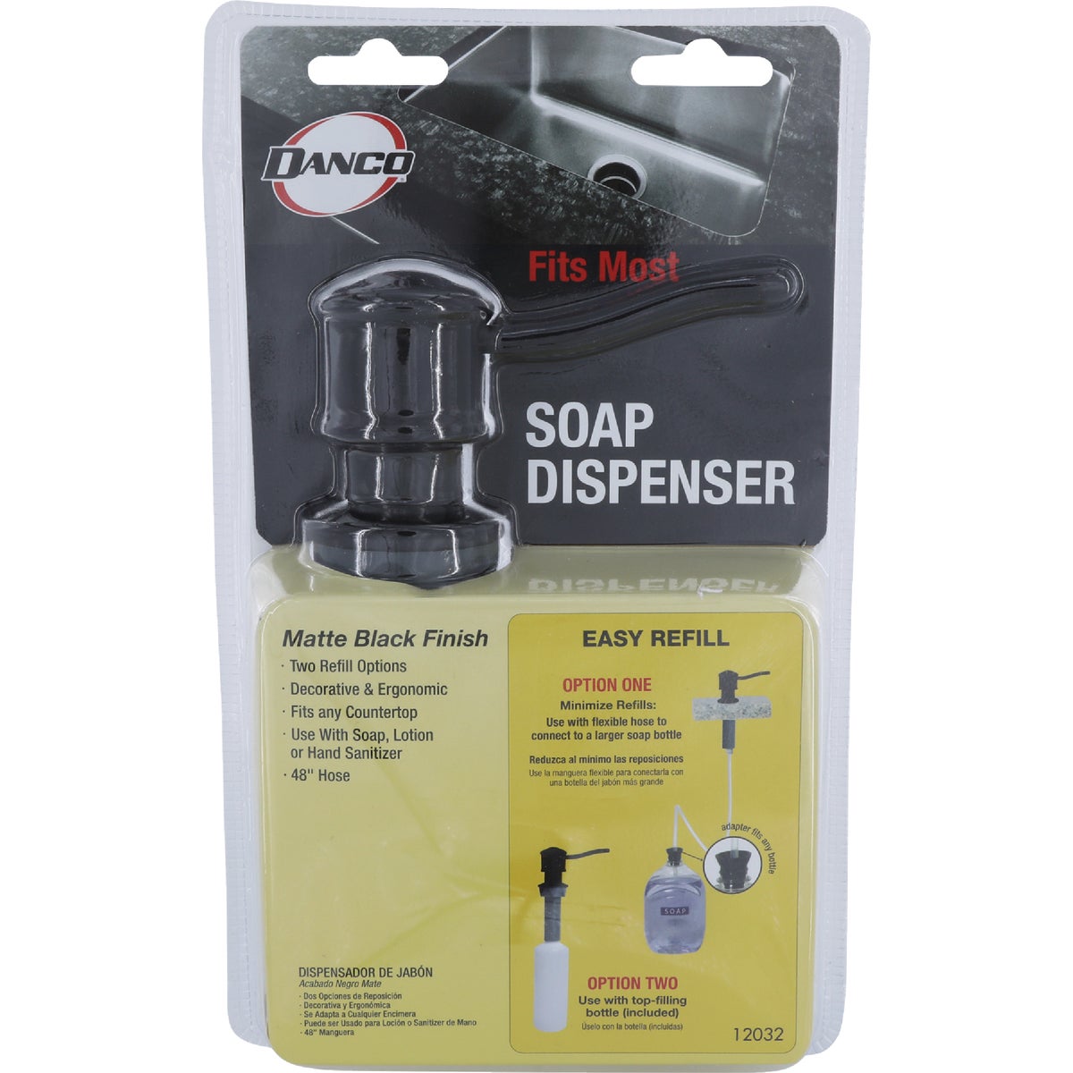 Danco Universal Matte Black Soap Dispenser with Curved Nozzle Image 2