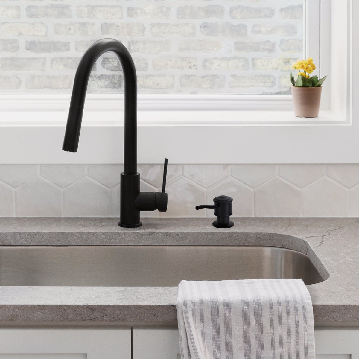 Danco Universal Matte Black Soap Dispenser with Curved Nozzle Image 4