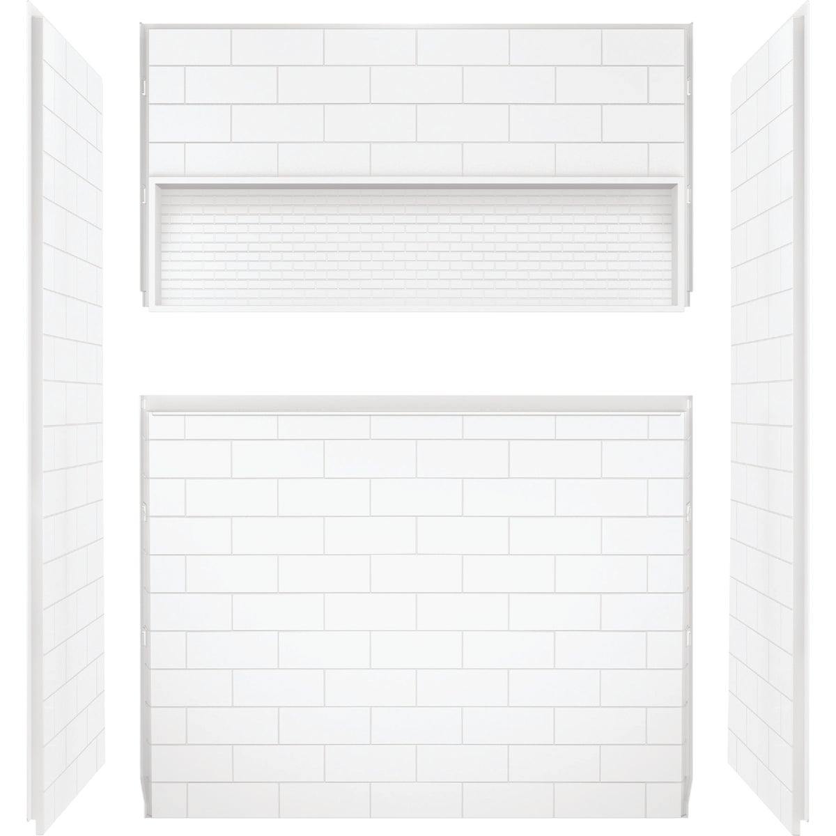Bootz NexTile 6032 60 In. x 74 In. x 32 In. Direct-to-Stud Shower Wall Kit in White (4-Piece) Image 6