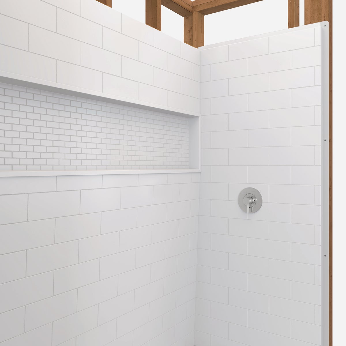 Bootz NexTile 6032 60 In. x 74 In. x 32 In. Direct-to-Stud Shower Wall Kit in White (4-Piece) Image 5