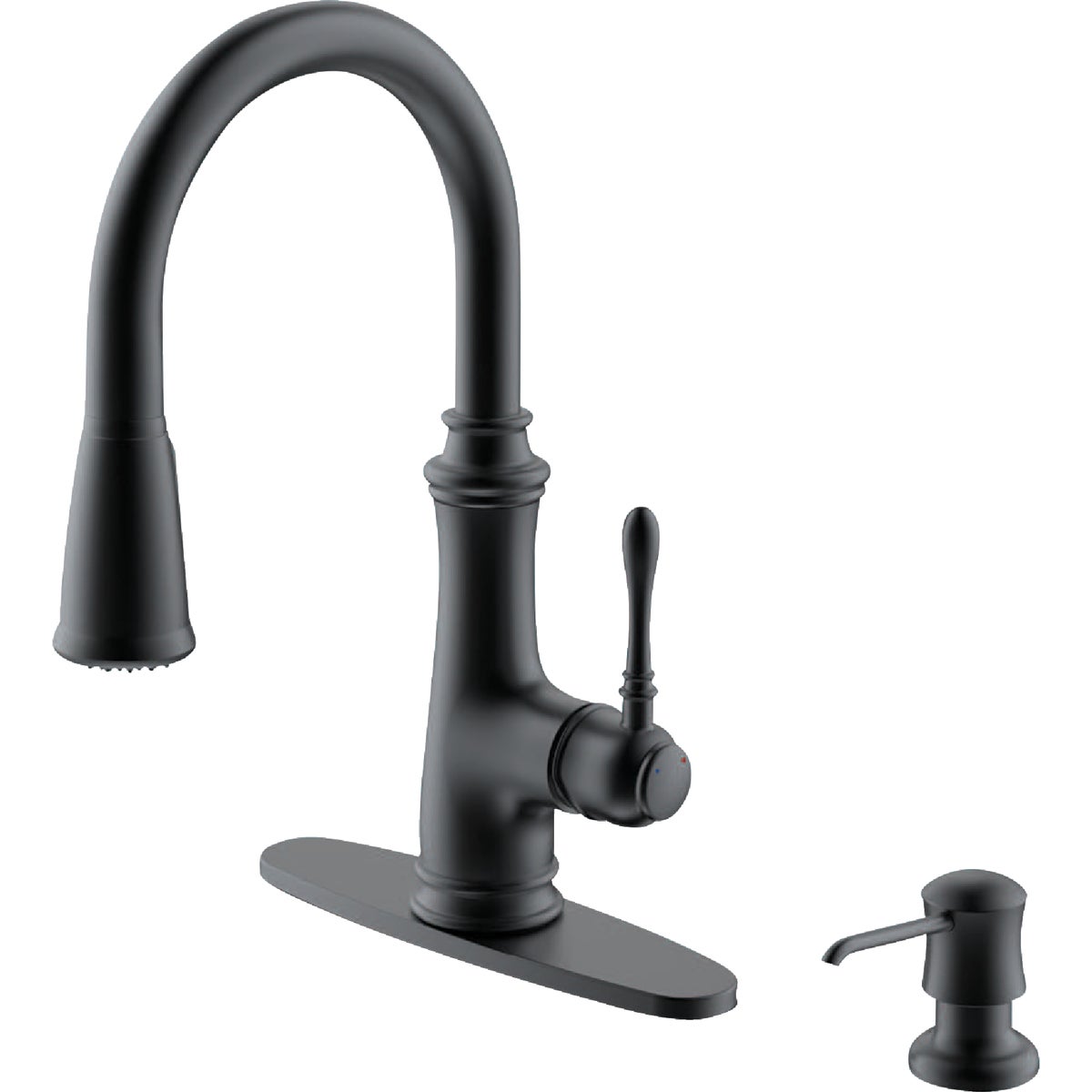 Compass Manufacturing 5165MB Brookfield 1-Handle Matte Black Kitchen Faucet With Spray