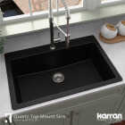 Karran 33 In. x 22 In. Black Quartz Drop-In Single Bowl Kitchen Sink Image 2