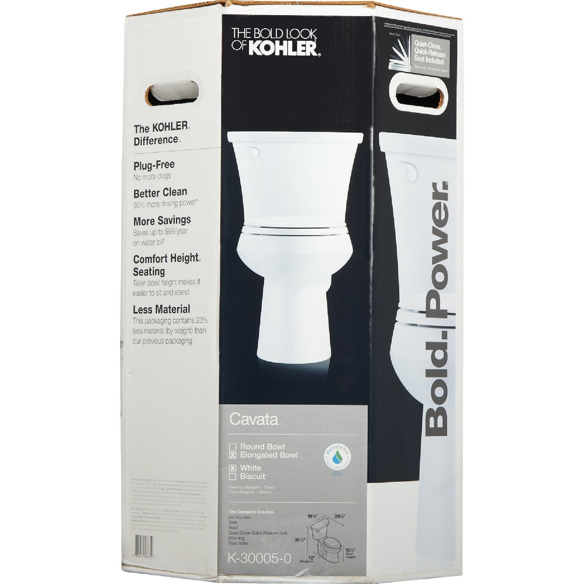 Kohler Cavata White Elongated Bowl 1.28 GPF Complete Solution Toilet Image 2