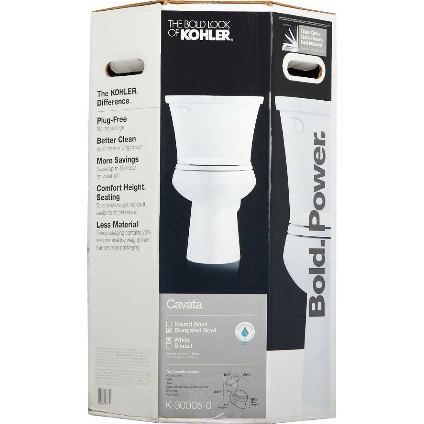 Kohler Cavata White Elongated Bowl 1.28 GPF Complete Solution Toilet Image 2