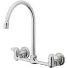 Homepointe 2-Handle High Arc Wallmount Kitchen Faucet, Chrome Image 1