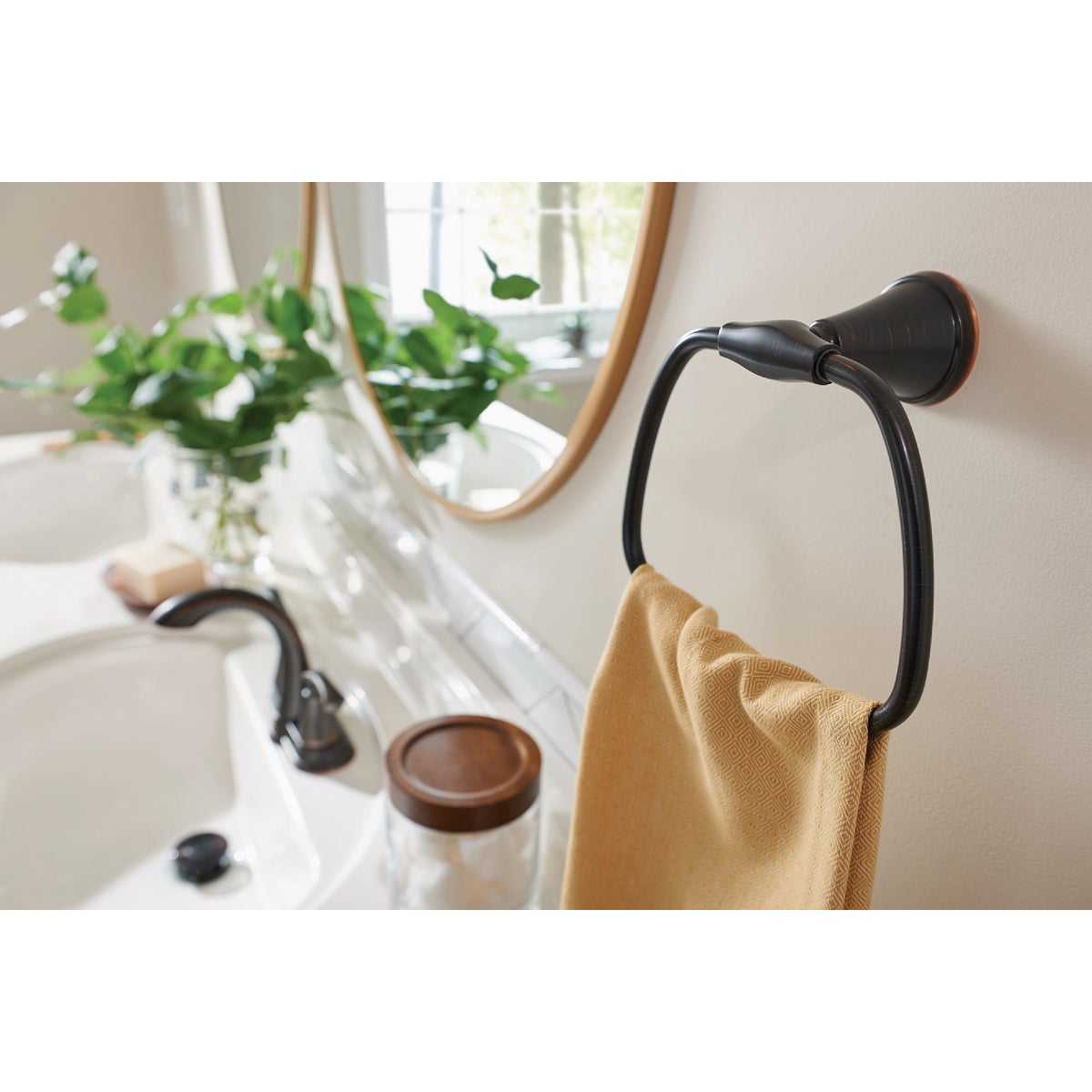 Moen Tiffin Towel Ring, Mediterranean Bronze Image 2