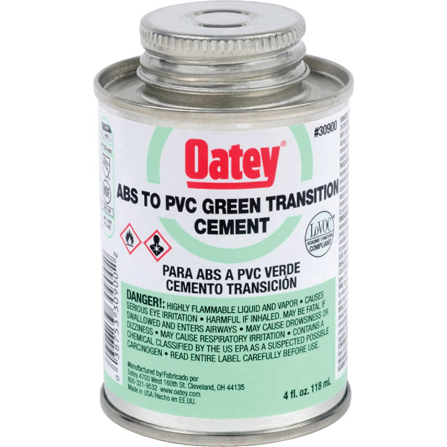 Oatey 4 Oz. Medium Bodied ABS to PVC Green Transition PVC Cement Image 1