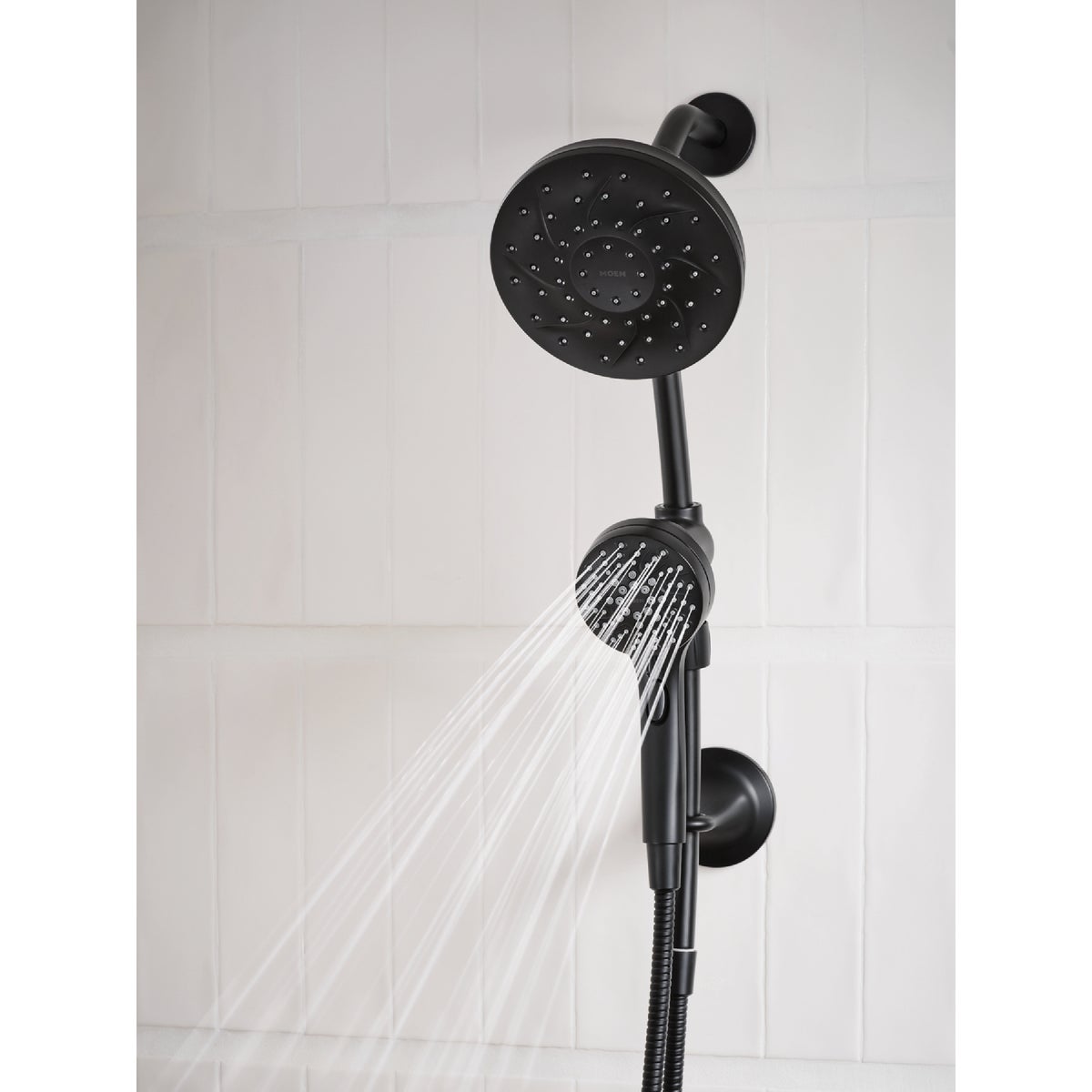 Moen 6-Function Matte Black 6-1/2 In. Dia. Spray Head Hand Shower Image 2