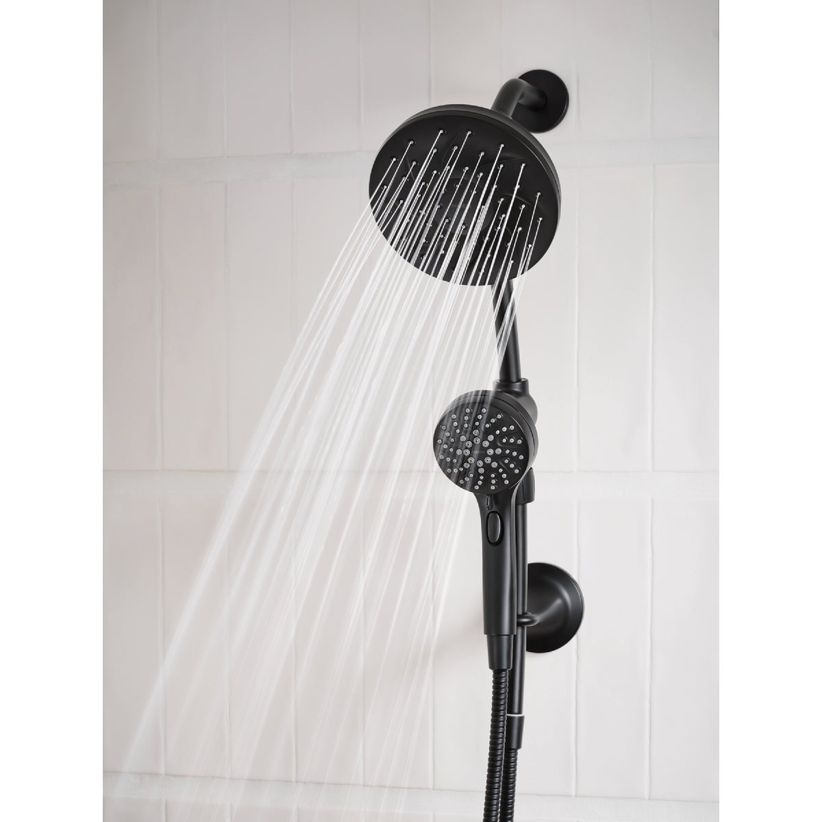 Moen 6-Function Matte Black 6-1/2 In. Dia. Spray Head Hand Shower Image 4