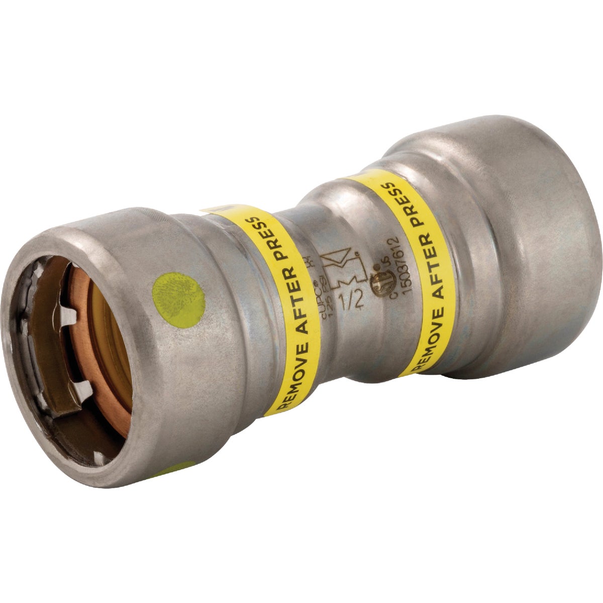 Streamline 1/2 In. P x P Carbon Steel Press Couping with Stop