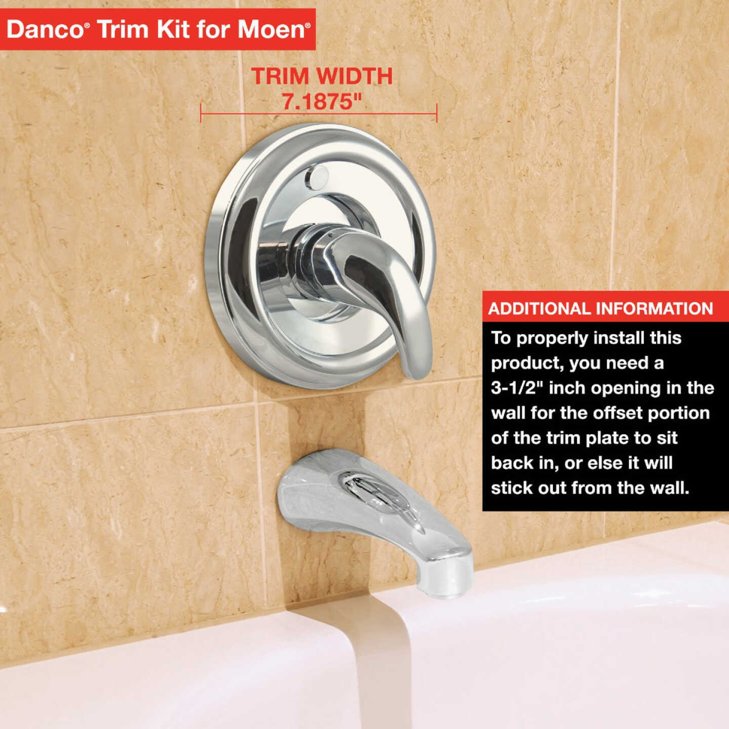 Danco Moen Lever and Knob Tub & Shower Trim Kit, Matte Black Image 3