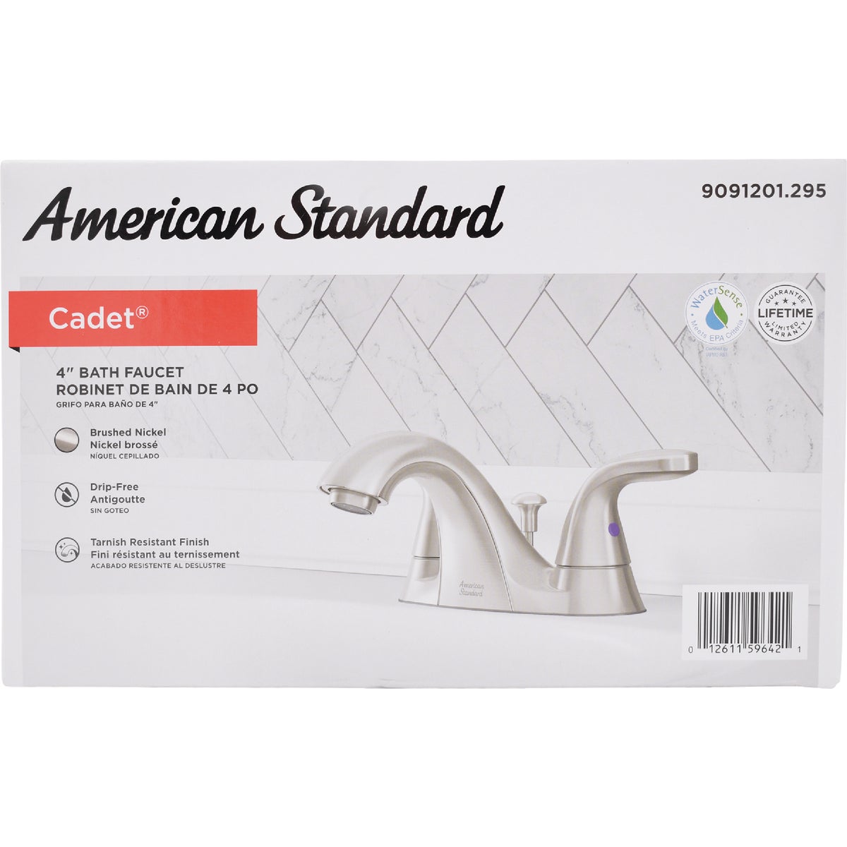American Standard Cadet Brushed Nickel 2-Handle Lever 4 In. Centerset Bathroom Faucet with Pop-Up Image 2