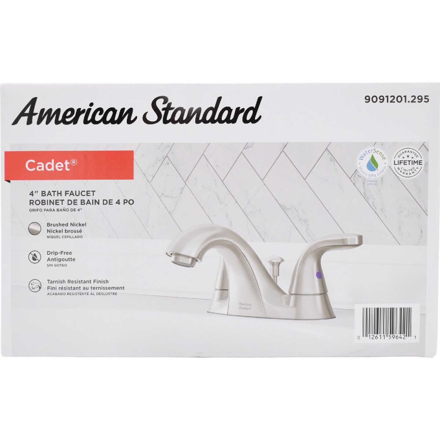 American Standard Cadet Brushed Nickel 2-Handle Lever 4 In. Centerset Bathroom Faucet with Pop-Up Image 2