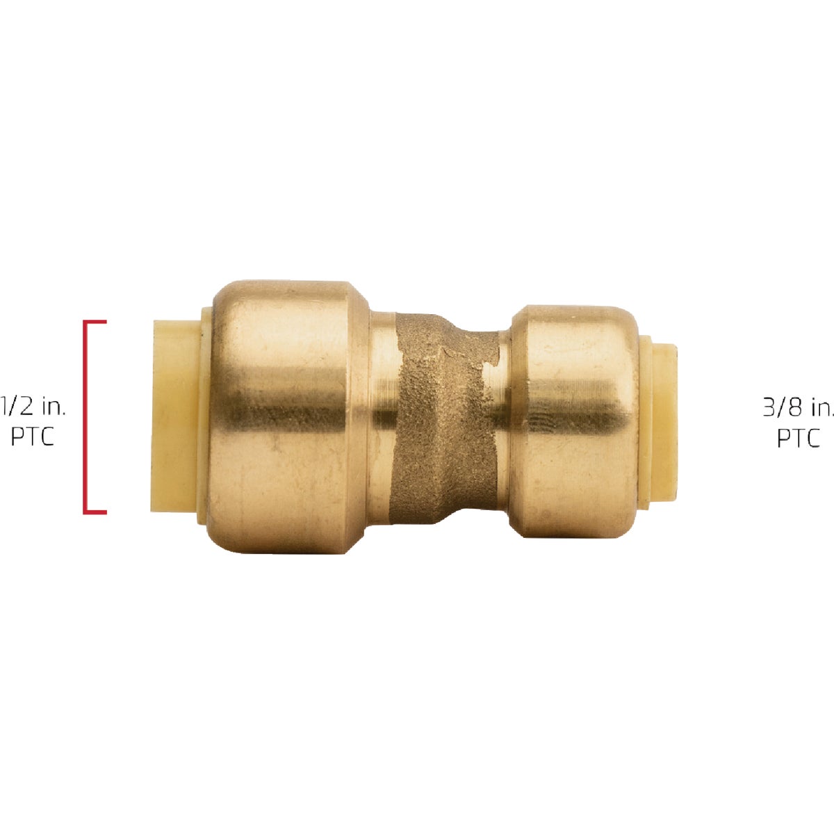 QuickFitting 3/8 In. x 1/2 In. Push-to-Connect Brass Reducing Coupling Image 6