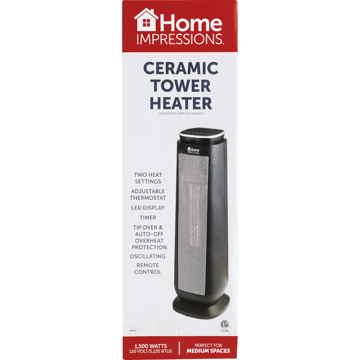 Home Impressions 1500W 120V Tower Ceramic Space Heater Image 2