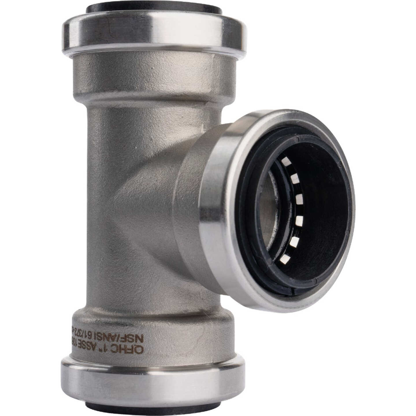 QuickFitting 1 In. x 1 In. x 1 In. Push-to-Connect Stainless Steel Tee Image 4