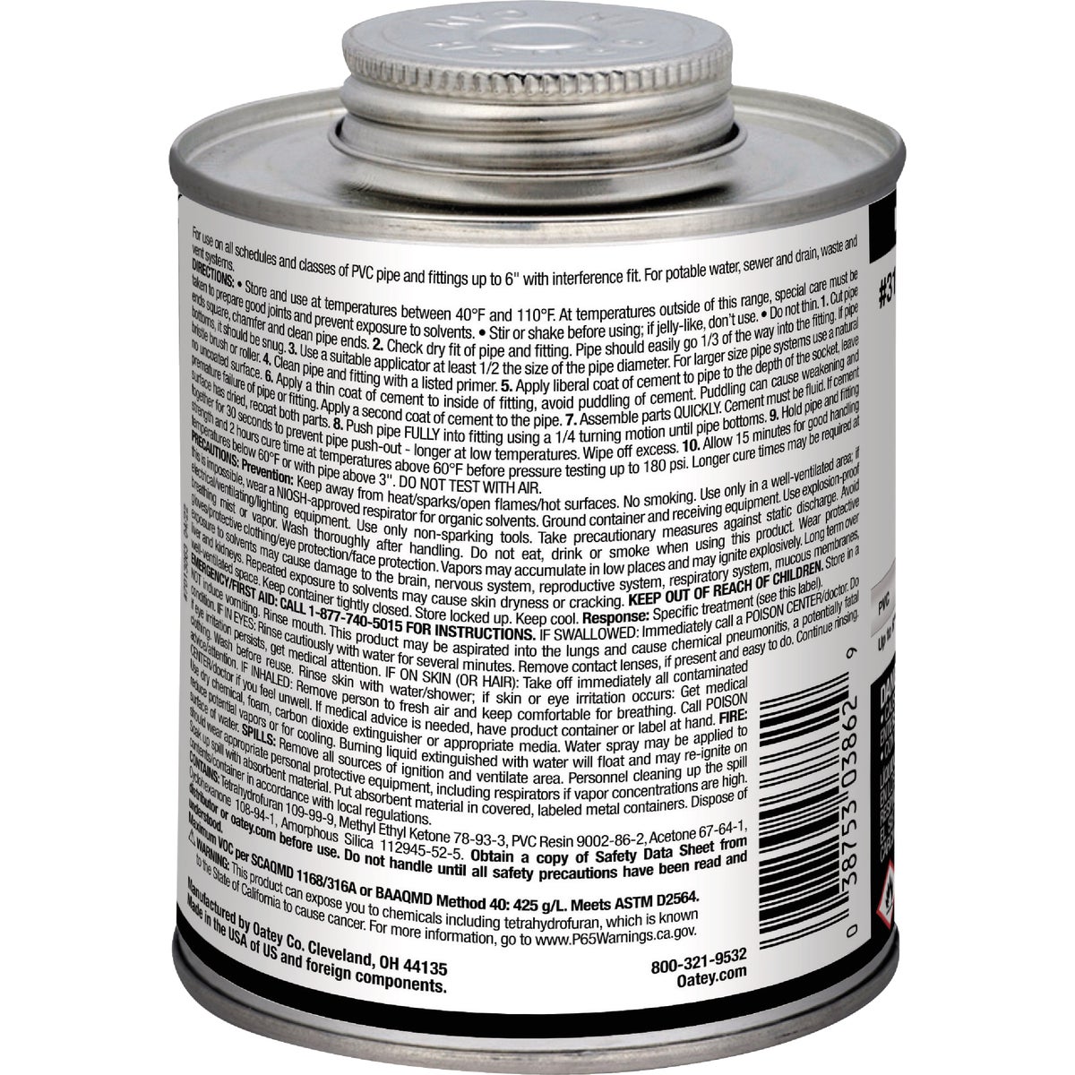 Oatey 16 Oz. Low Voc Medium Bodied Clear PVC Cement Image 3