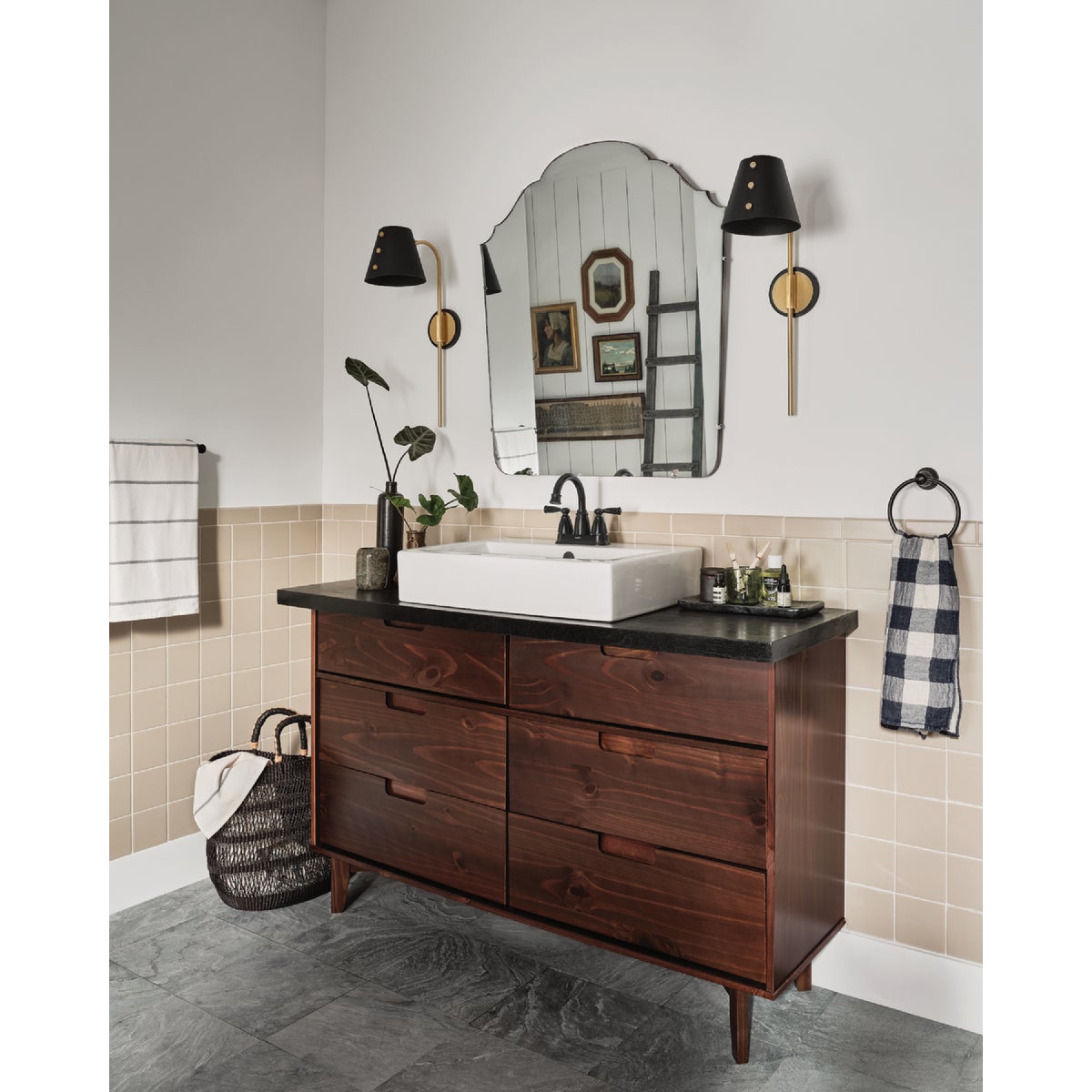 Moen Banbury 2-Handle Lever High Arc Centerset Bathroom Faucet with Push-Down, Matte Black Image 4