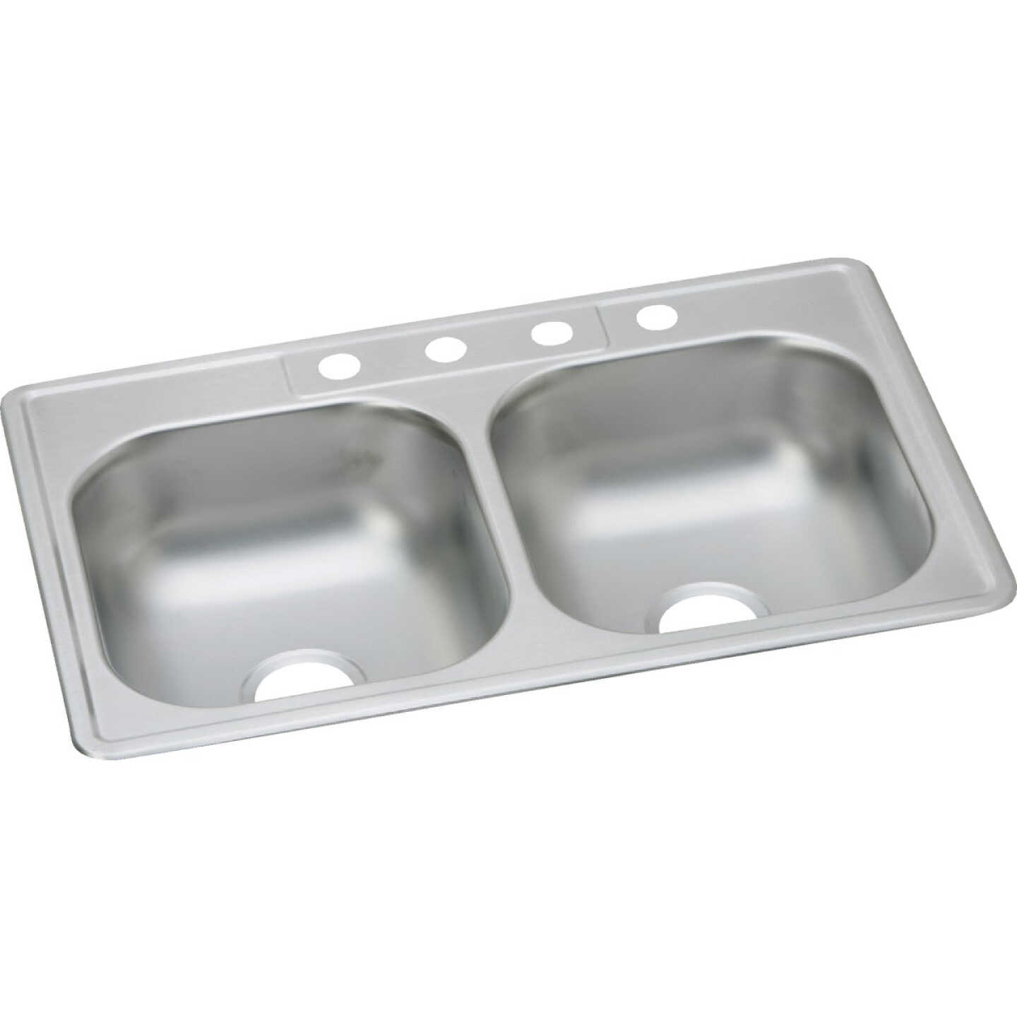 Elkay Dayton 33 In. x 22 In. x 7-1/16 In. Equal Double Bowl Drop-In Kitchen Sink, Stainless Steel Image 1