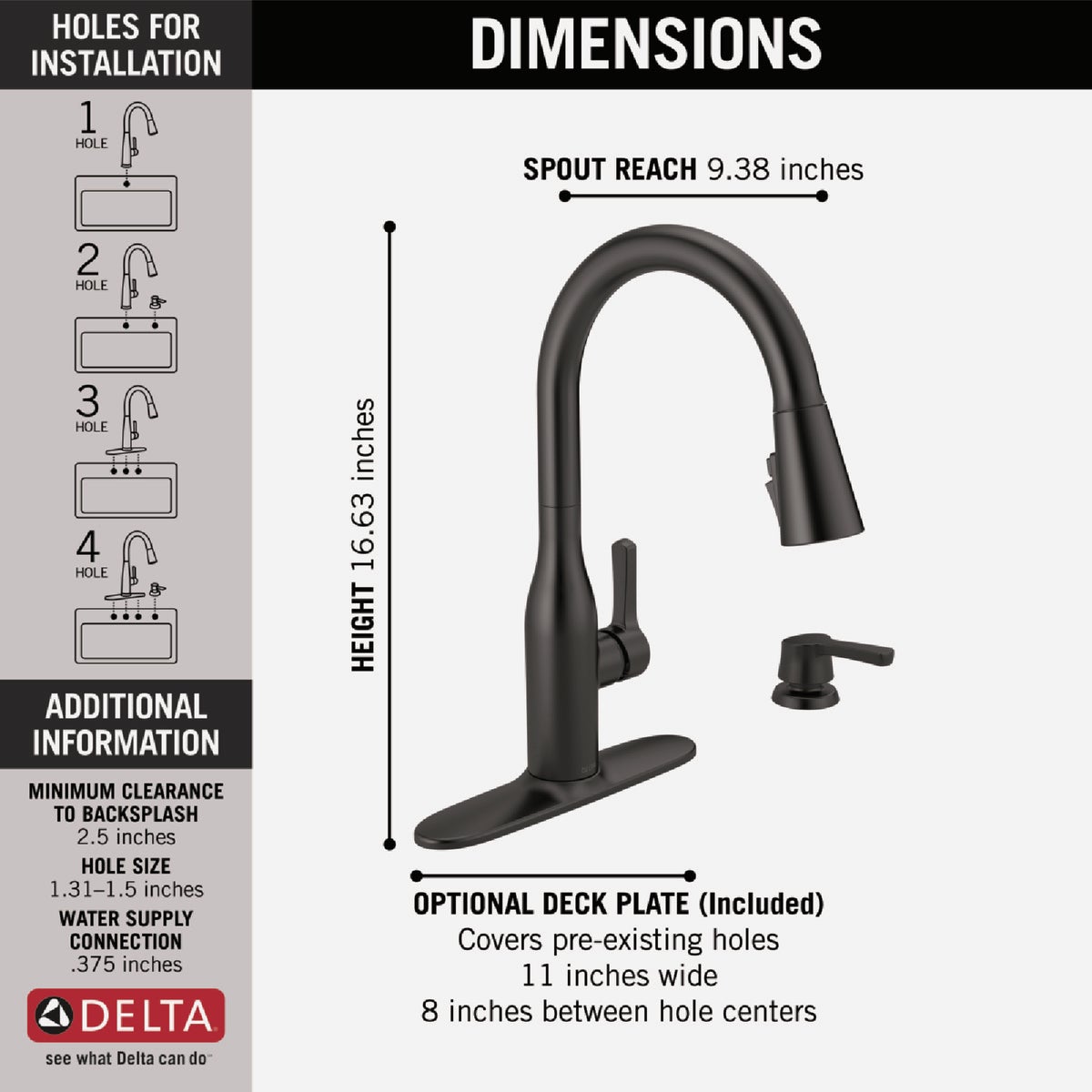 Delta Marca 1-Handle Pull-Down Kitchen Faucet with Soap Dispenser, Matte Black Image 2