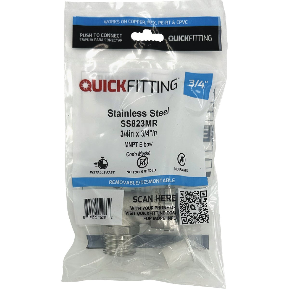 QuickFitting 3/4 In. Push-to-Connect x 3/4 In. MNPT Stainless Steel 90-Degree Elbow Image 3