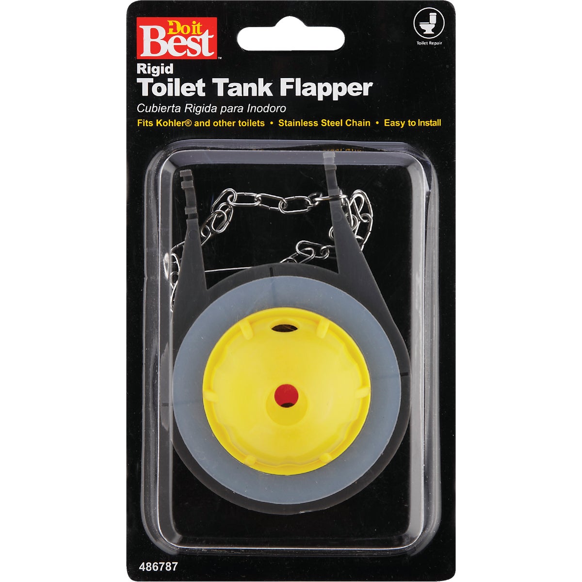 Do it Best Fits Kohler Wellworth and Others Rigid Plastic Flapper with Stainless Steel Chain Image 2