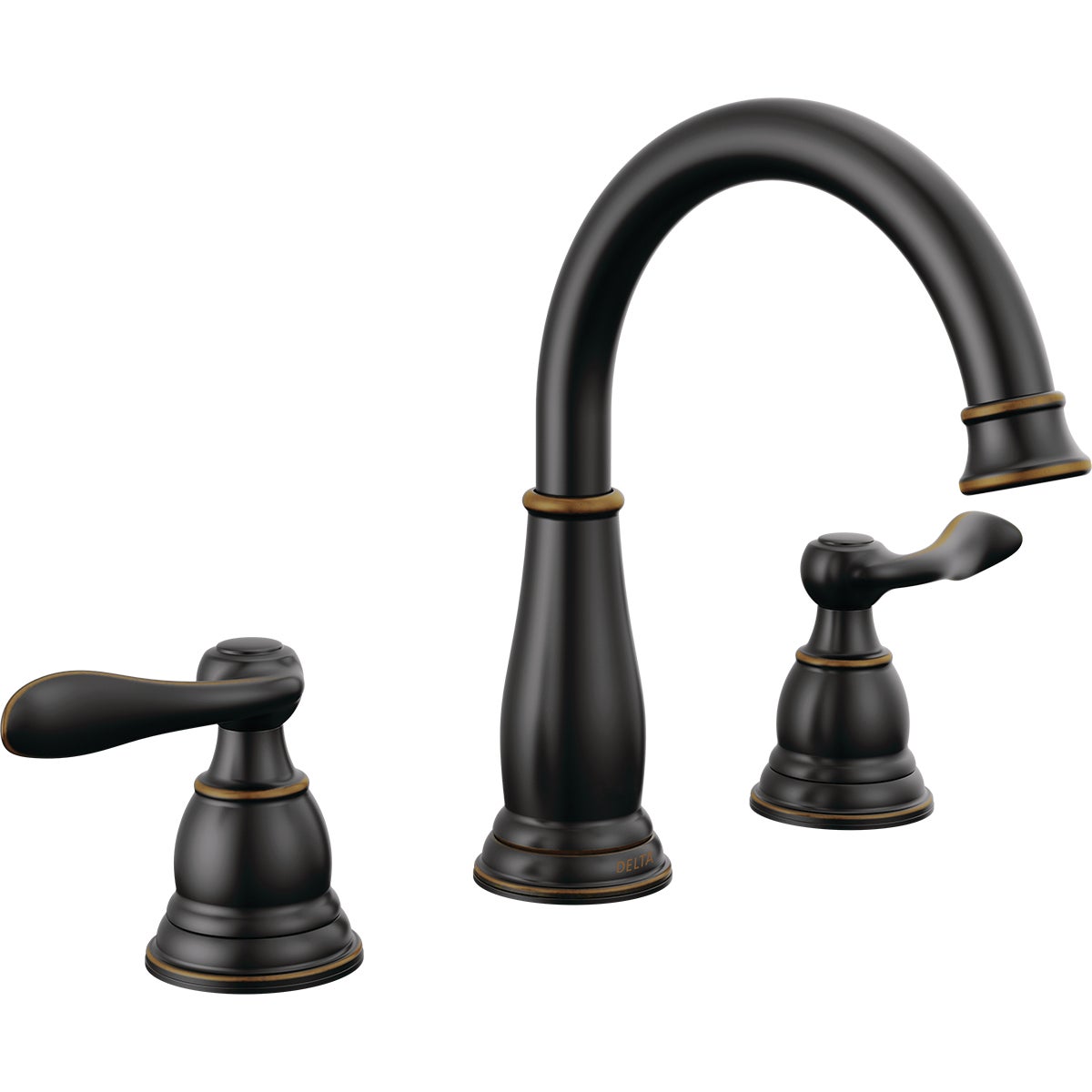 Delta Windmere Oil Rubbed Bronze 2-Handle Lever 6 In. to 16 In. Widespread Bathroom Faucet and Push Pop-Up with Overflow Image 1