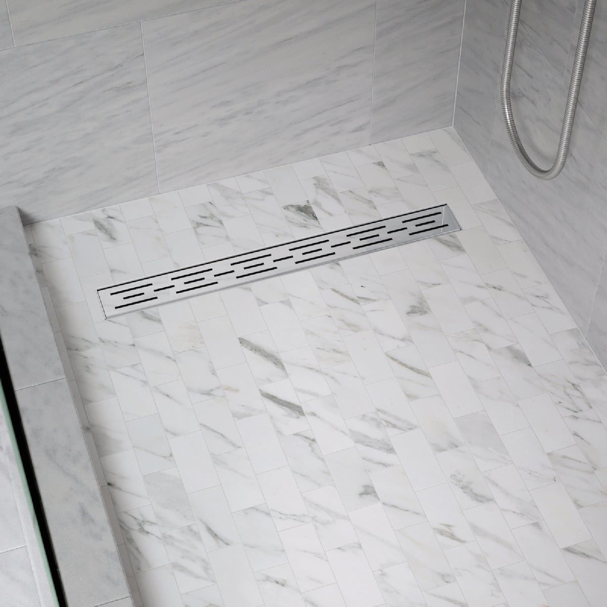 B&K 24 In. Linear Shower Drain Offset Pattern Grate Chrome Image 2