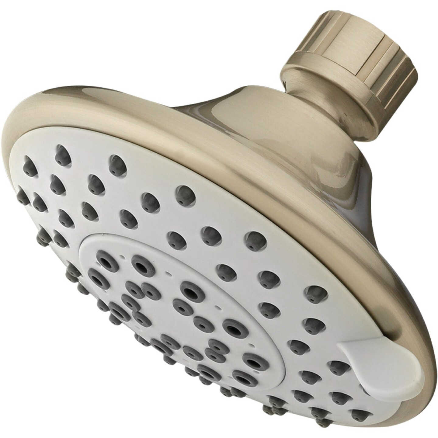 HomePointe Shower Head, Fixed Mount, 5-Settings, Brushed Nickel Plastic Image 1