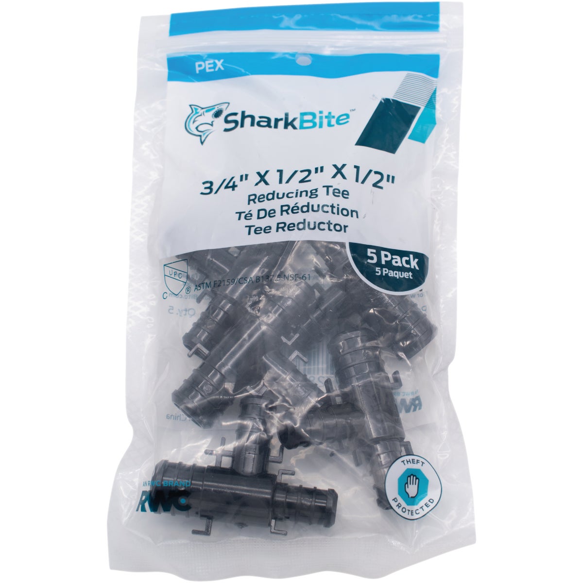 SharkBite PEX-B 3/4 In. x 1/2 In. x 1/2 In. Poly Alloy Barb Tee (5-Pack) Image 2