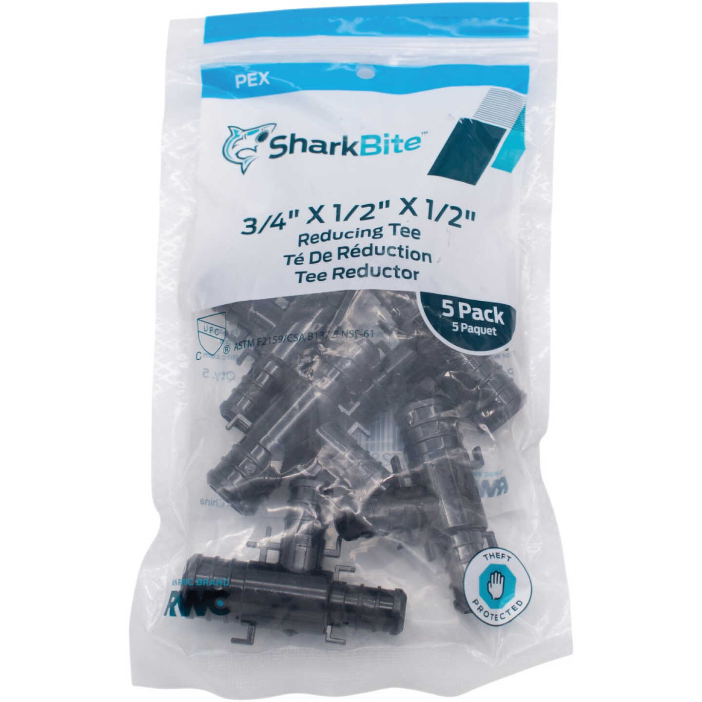 SharkBite PEX-B 3/4 In. x 1/2 In. x 1/2 In. Poly Alloy Barb Tee (5-Pack) Image 2