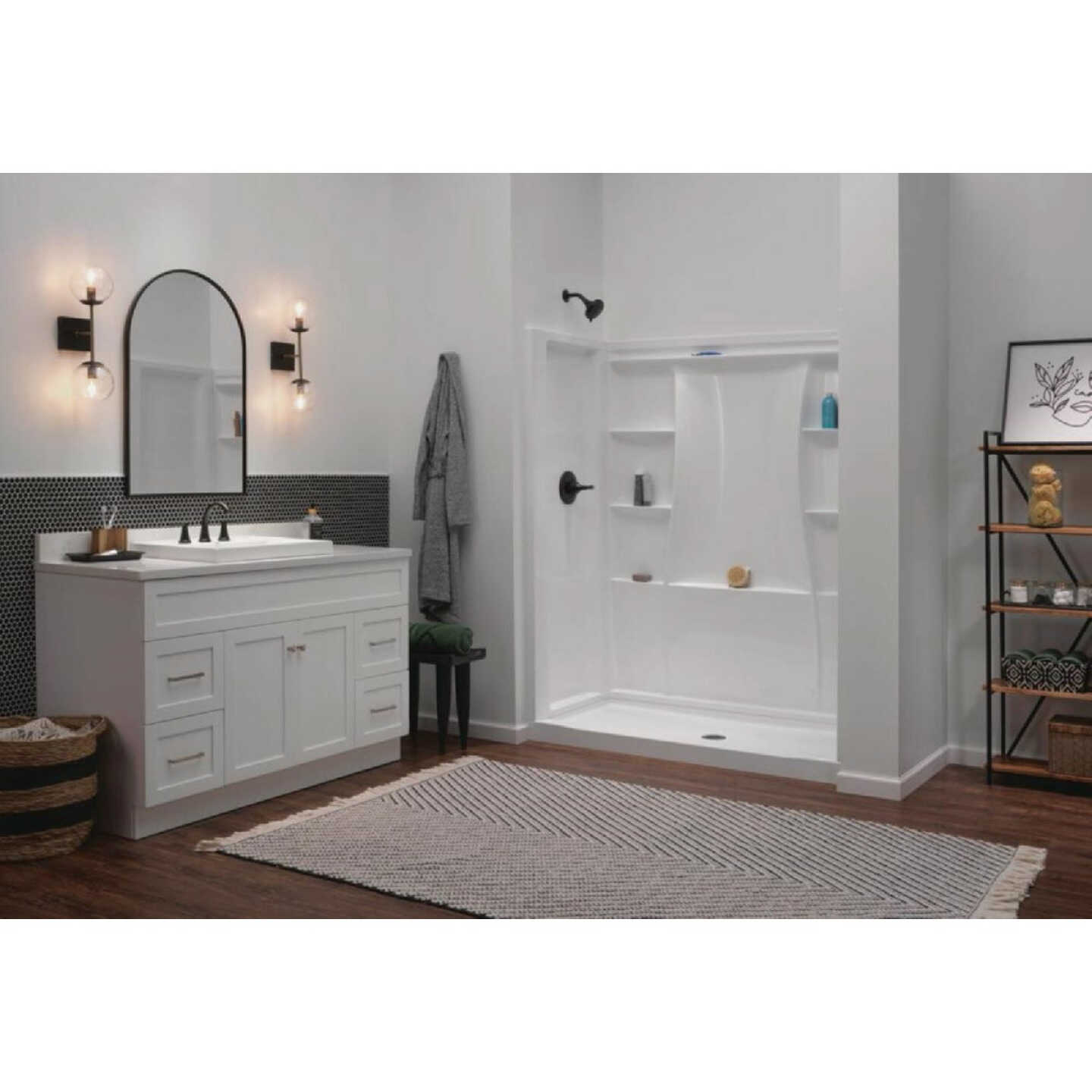 Delta Classic 500 60 In. x 73.25 In. x 30 In. Alcove Shower Wall Set, White (3-Piece) Image 3