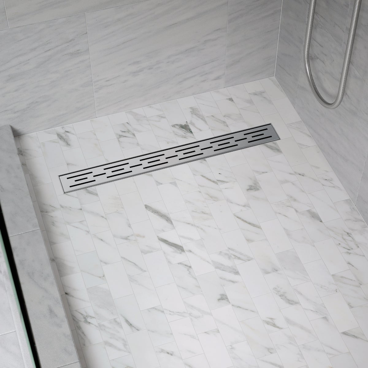 B&K 24 In. Linear Shower Drain Offset Pattern Grate Brushed Nickel Image 2