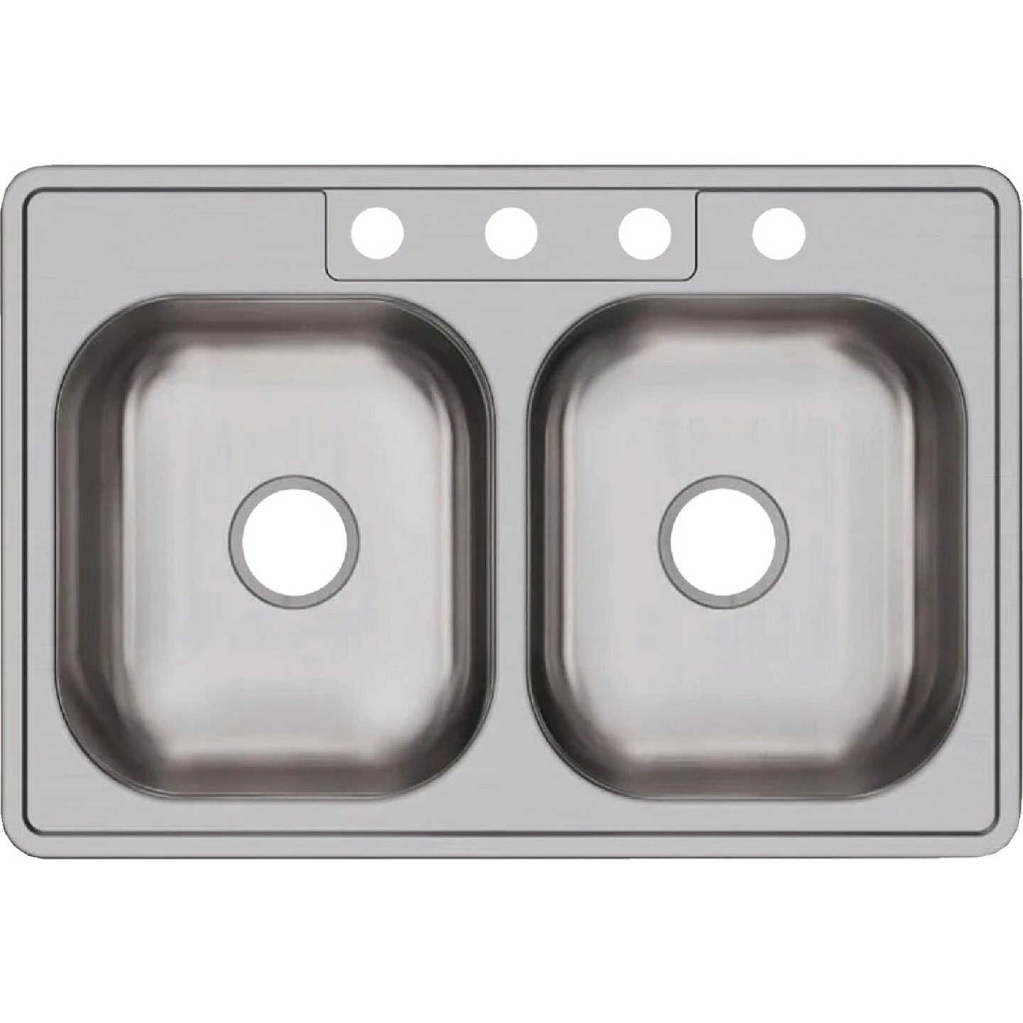 Elkay Dayton 33 In. x 22 In. x 6-9/16 In. Equal Double Bowl Drop-In Kitchen Sink, Stainless Steel Image 1