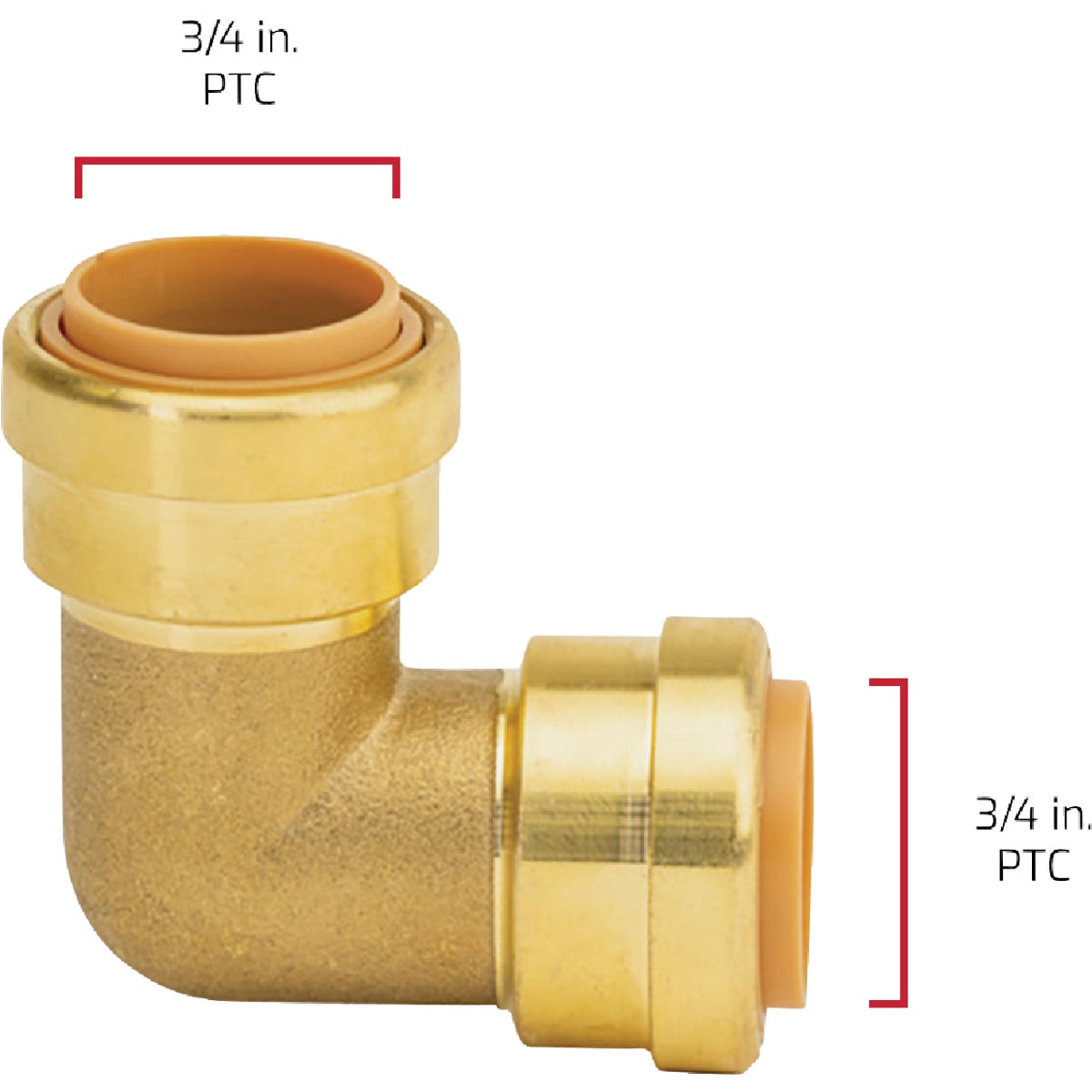 QuickFitting 3/4 In. x 3/4 In. Push-to-Connect Brass 90 Deg Elbow Image 4