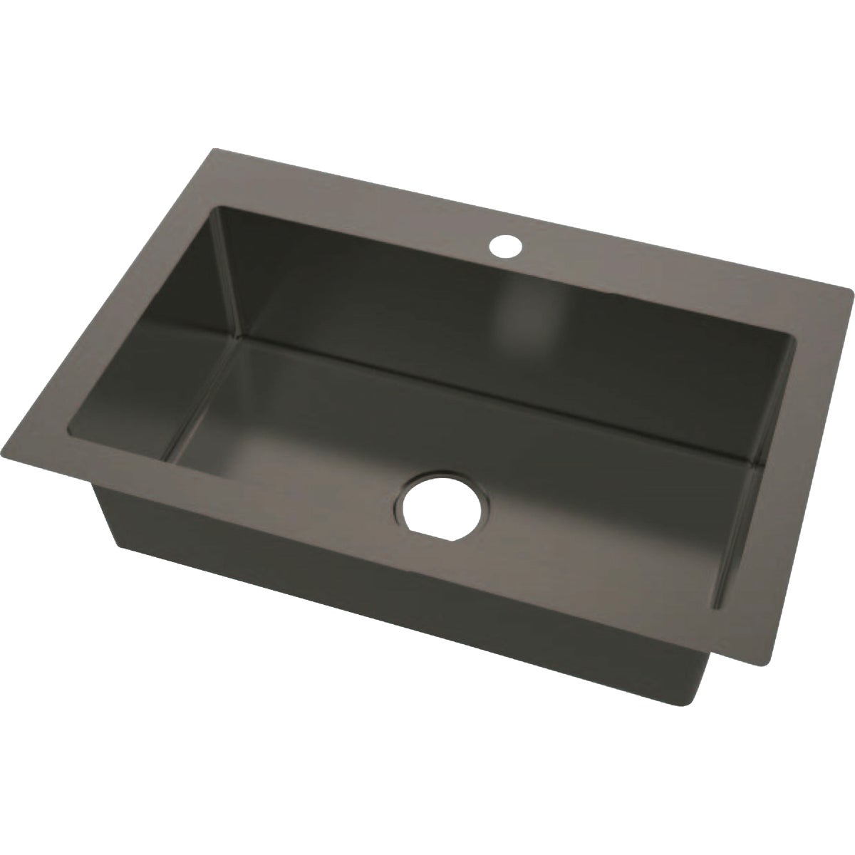 Compass Manufacturing Single Bowl 33 In. x 25 In. x 8 In. Black Stainless Dual Mount Sink