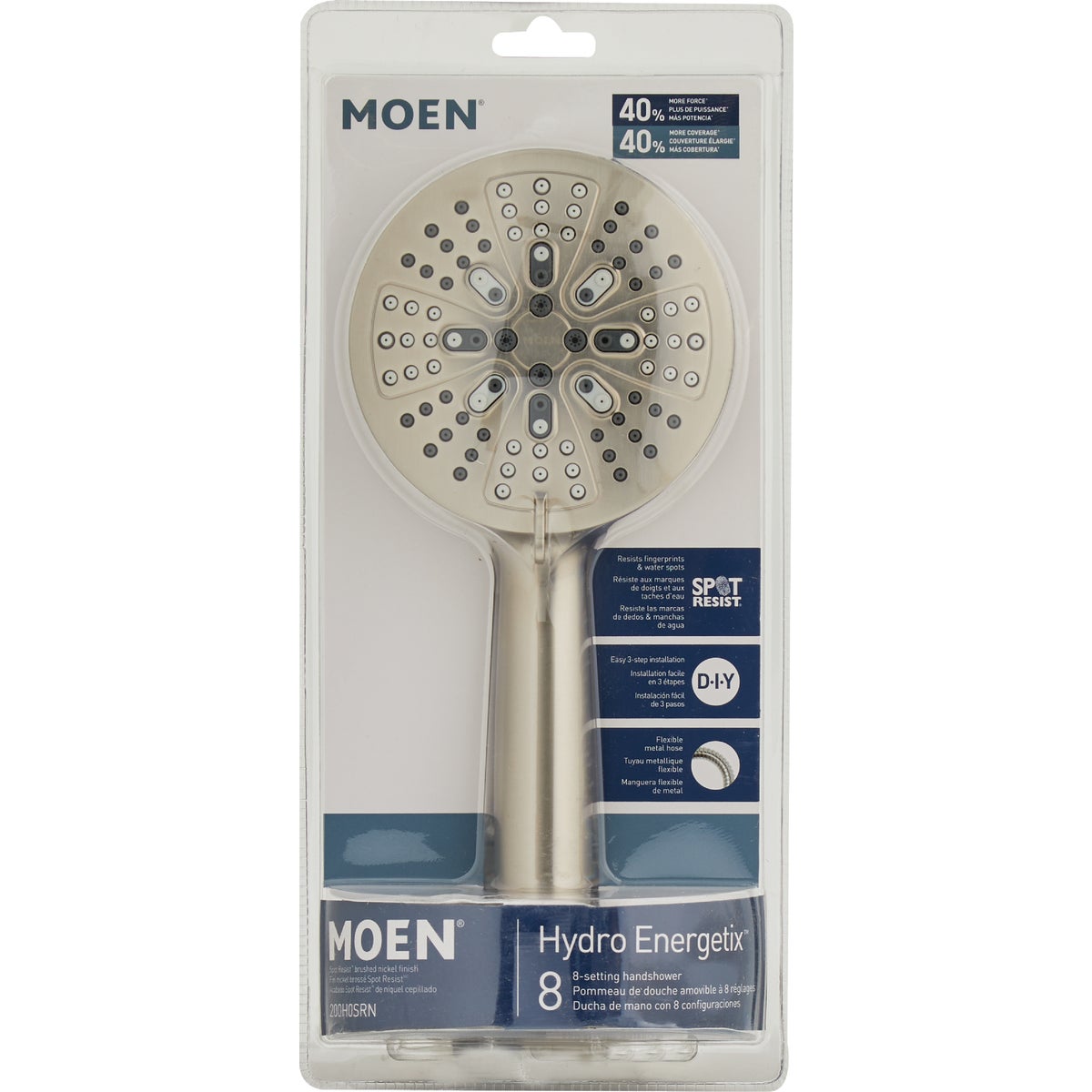 Moen Hydro Energetix 7-Spray Wall Mount Handheld Shower Head, Spot Resistant Brushed Nickel  Image 3