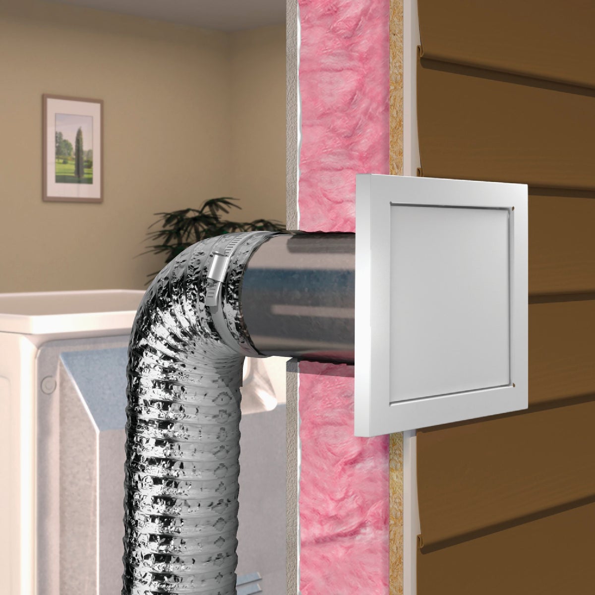 Imperial 4 In. White Galvanized Steel Dryer Wall Vent Cap Image 2