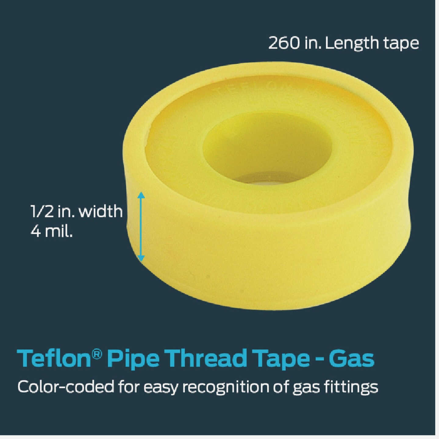 EZ-Flo 1/2 In. x 260 In. Yellow Premium Teflon Gas Line Tape Image 3