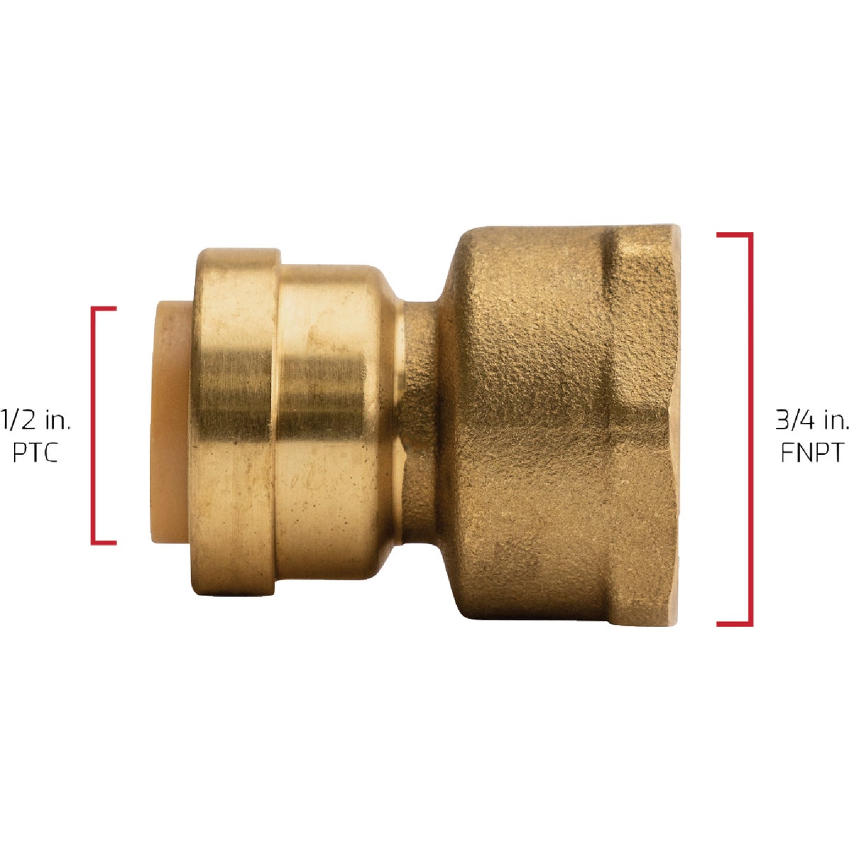 QuickFitting 1/2 In. Push-to-Connect x 3/4 In. FNPT Brass Reducing Female Adapter Image 5