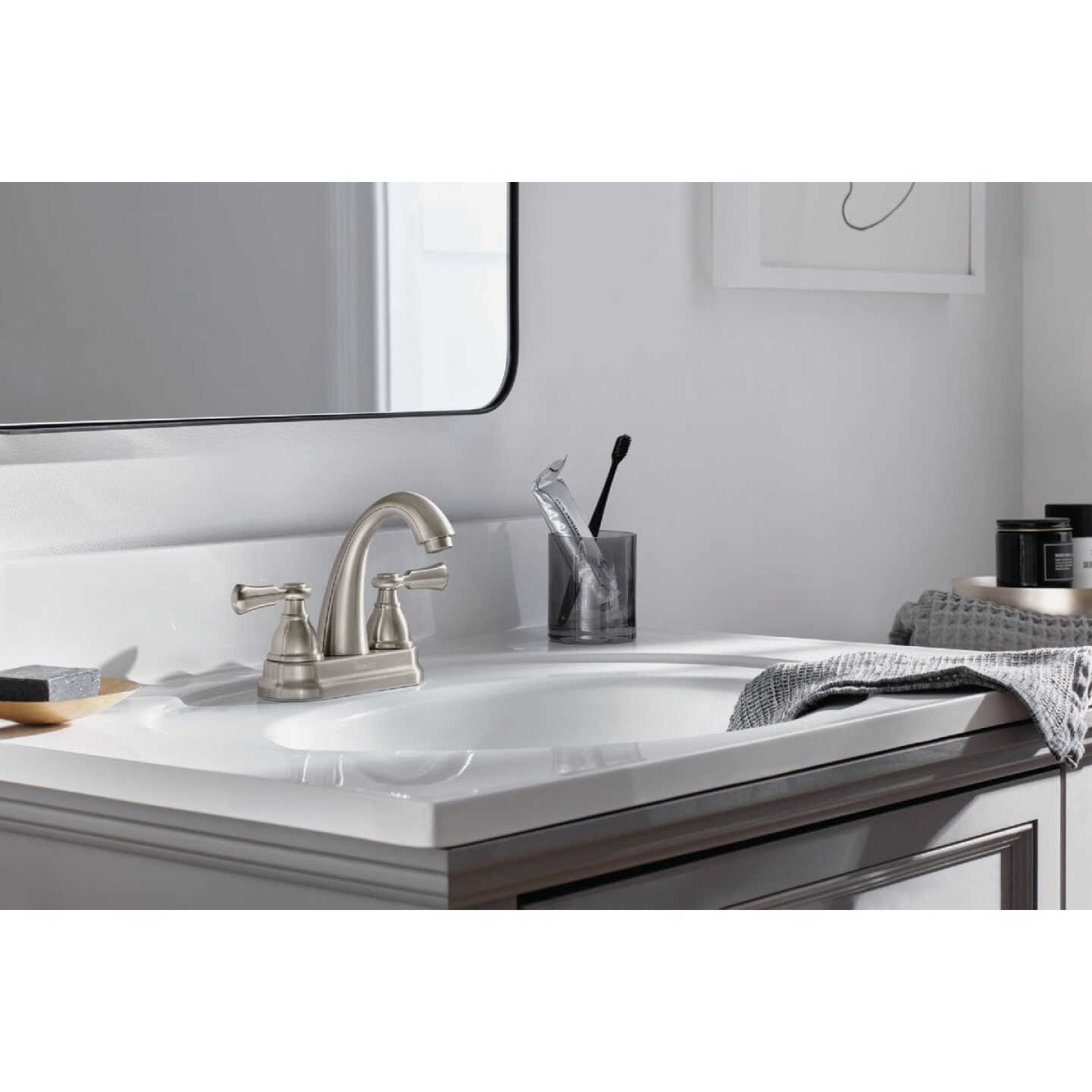 Peerless Elmhurst Brushed Nickel 2-Handle Lever 4 In. Centerset Spout Bathroom Faucet Image 3