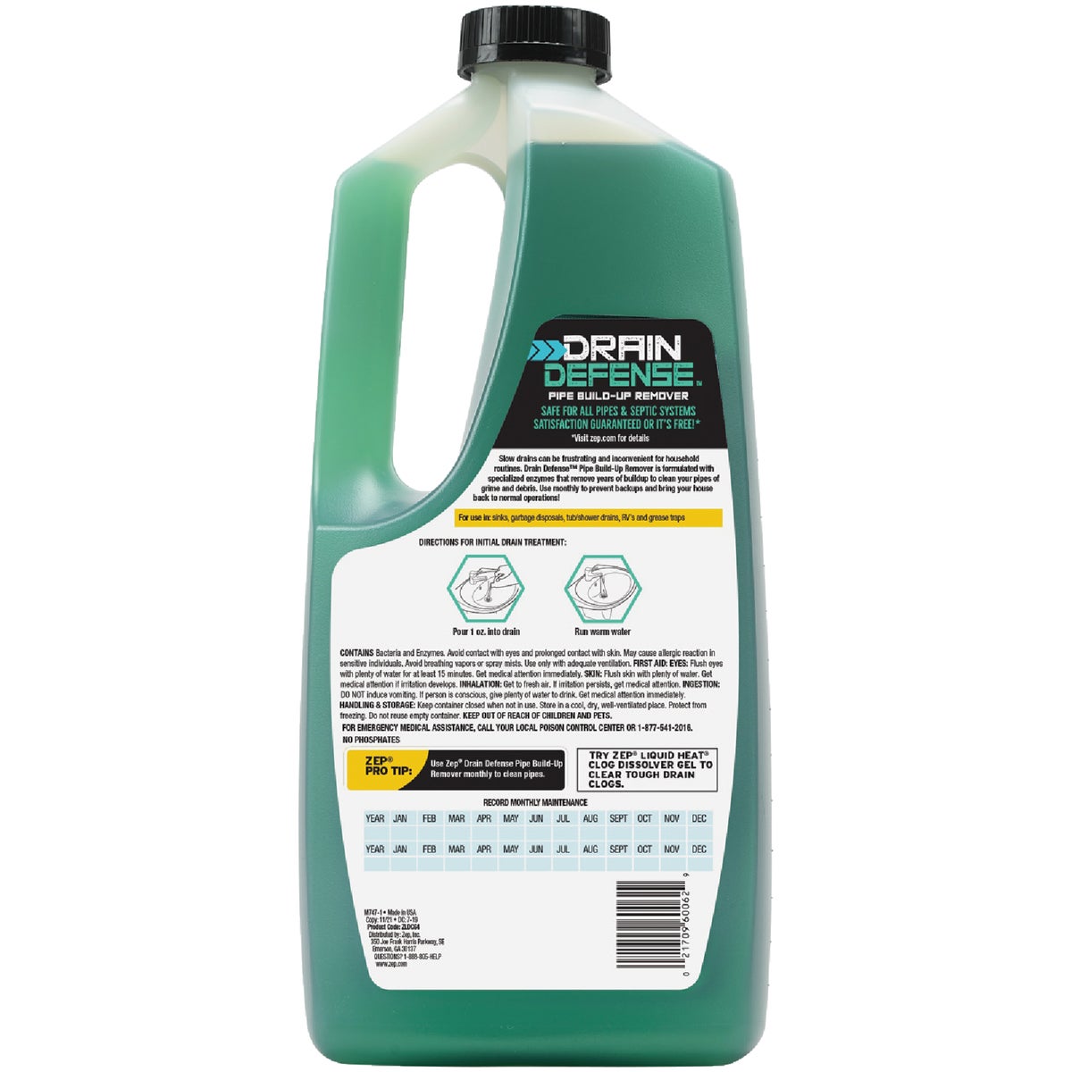 Zep 64 Oz. Liquid Drain Defense Drain Cleaner Image 2