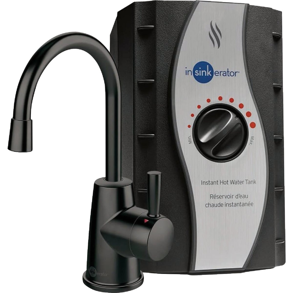 InSinkErator HOT250 1-Handle Matte Black Faucet Instant Hot Water Dispenser System with 2/3 Gal. Stainless Steel Tank