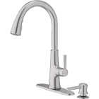 American Standard Maven 1-Handle Lever Pull-Down Kitchen Faucet with Soap Dispenser, Stainless Steel Image 1