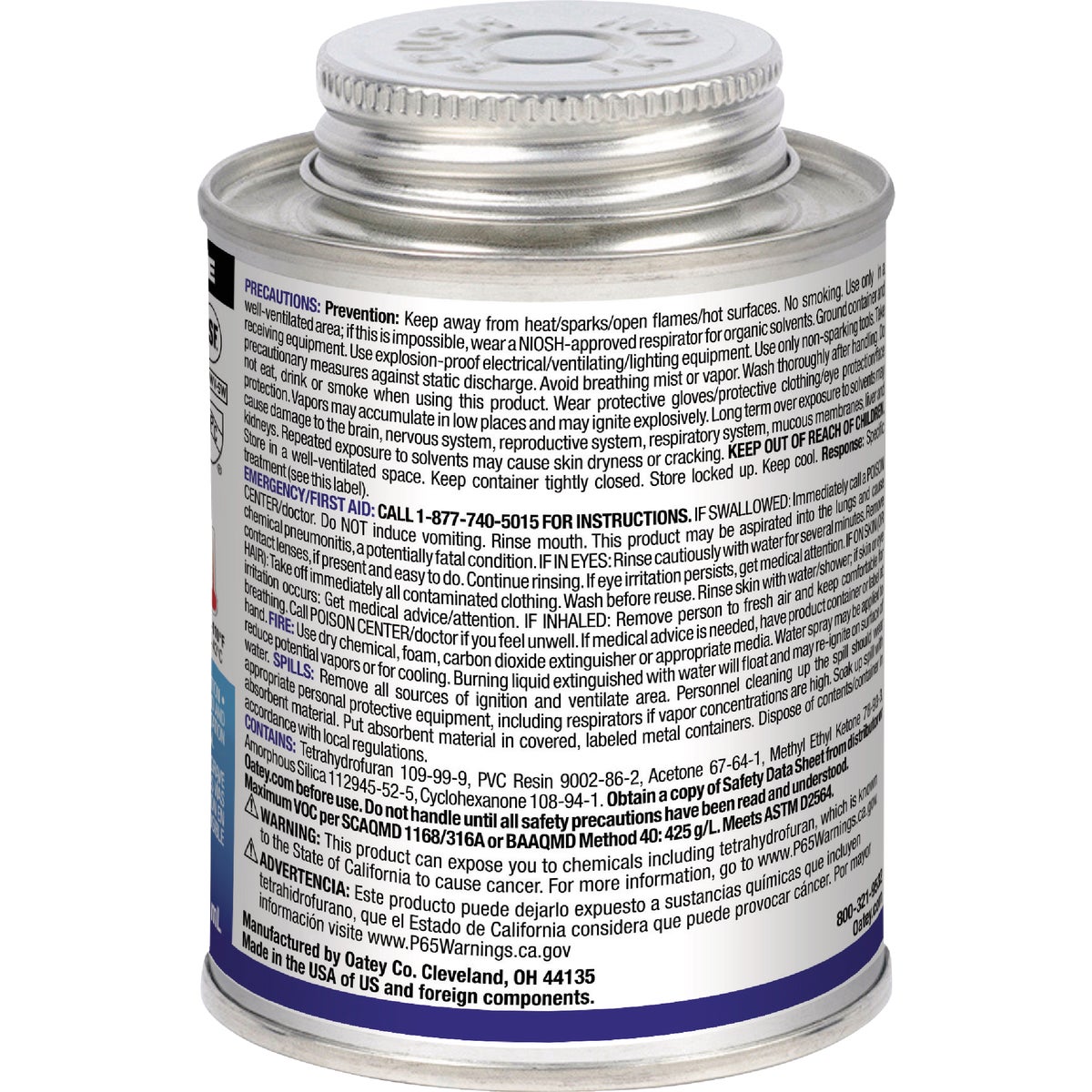 Oatey 8 Oz. Low Voc Medium Bodied Blue Lava PVC Cement Image 2