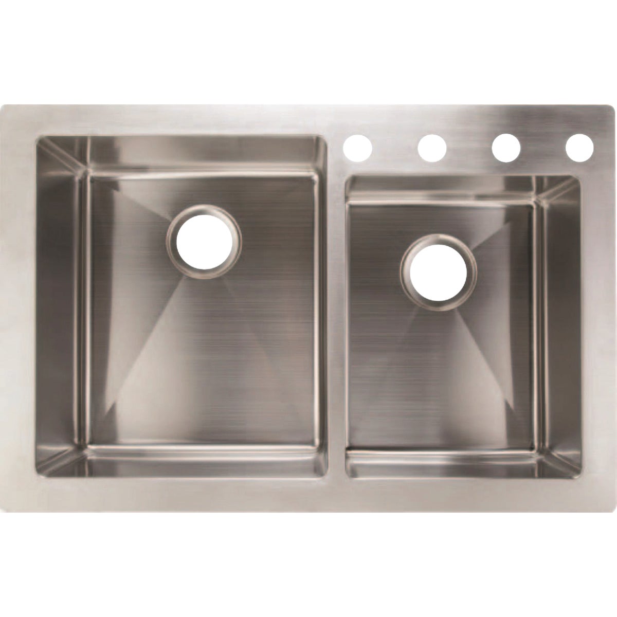 Compass Manufacturing 33 In. x 22 In. x 9 In./7 In. 60/40 Double Bowl Dual Mount Offset Kitchen Farm Sink