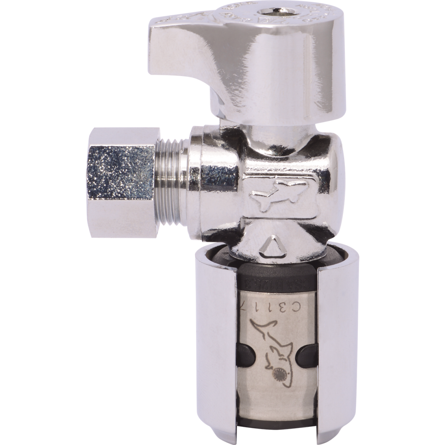 SharkBite EvoPex 1/2 In. x 3/8 In. Push-to-Connect Plastic Angle Valve Image 1