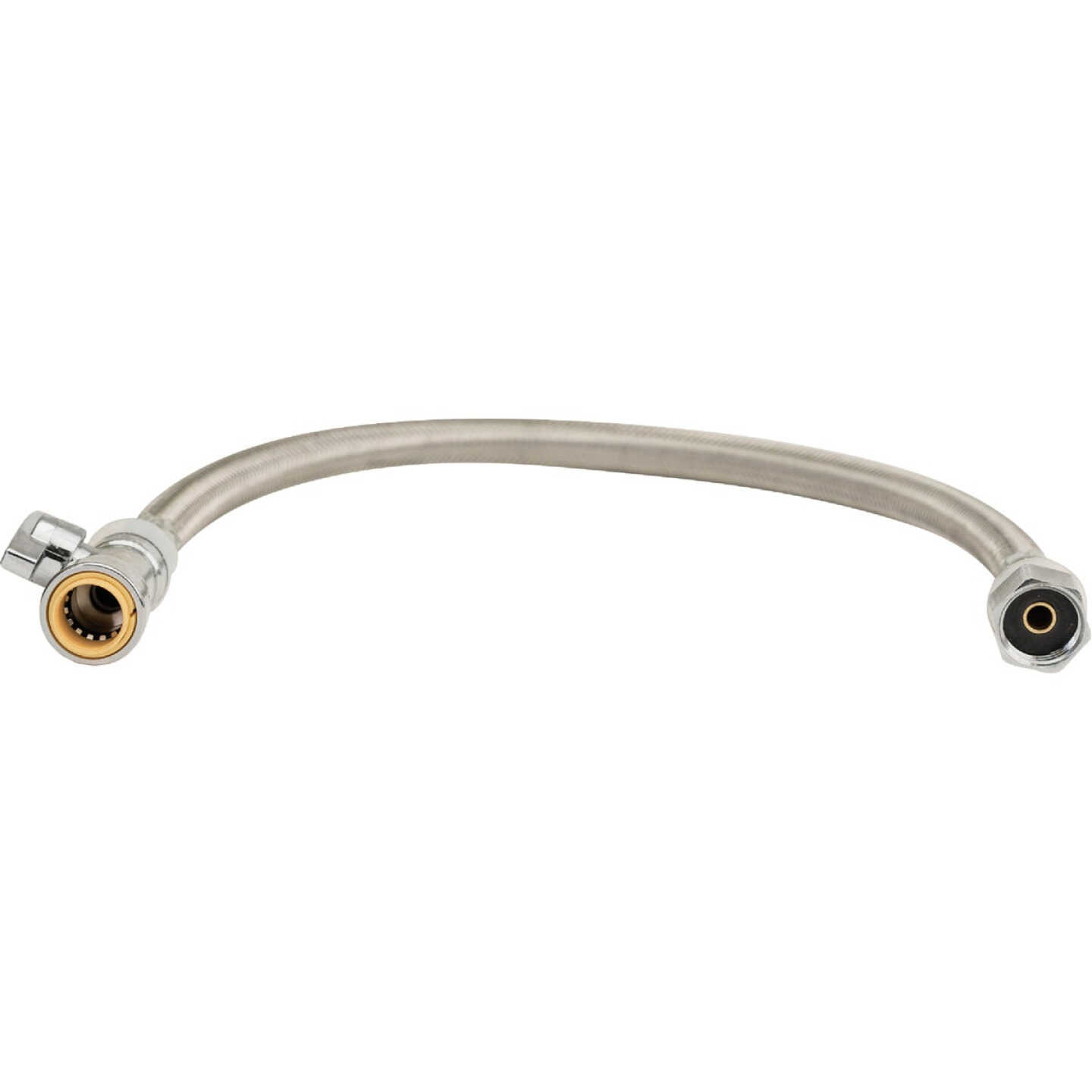 QuickFitting 1/2 In. Push-to-Connect Straight Stop Valve x 1/2 In. FIP x 18 In. Braided Stainless Steel Faucet Connector Hose Image 4