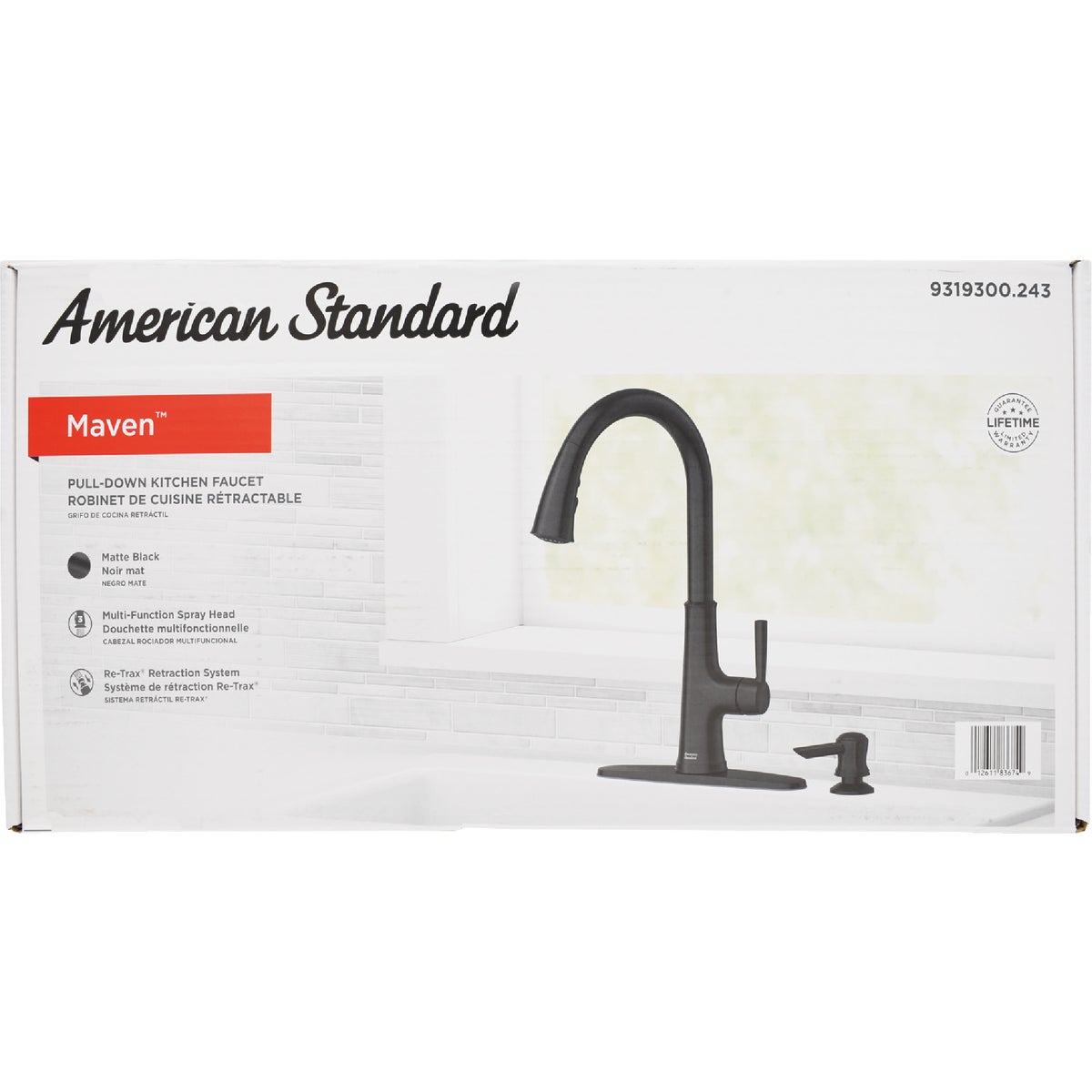 American Standard Maven 1-Handle Lever Pull-Down Kitchen Faucet with Soap Dispenser, Matte Black Image 4