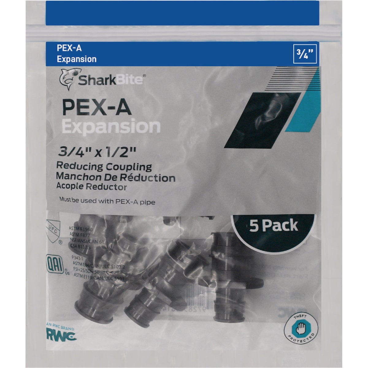 SharkBite 1/2 In. x 3/4 In. Poly Reducing PEX-A Coupling (5-Pack) Image 2
